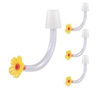 Hummingbird Feeding Tube, 4 Pieces Floral Feeder Tubes and Stoppers, Multi-Function Feeding Ports with Drip-Proof Tips for Attracting Hummingbirds, Easy Refill and Cleaning, PP Material