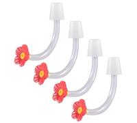 Hummingbird Feeding Tube, 4 Pieces Floral Feeder Tubes and Stoppers, Multi-Function Feeding Ports with Drip-Proof Tips for Attracting Hummingbirds, Easy Refill and Cleaning, PP Material