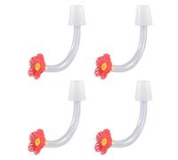 Hummingbird Feeding Tube, Floral Feeder Tubes, Multi-Function Feeding Ports with Drip-Proof Tips for Backyard, Lawn, and Garden Use, 3.54x3.15x1.18 inches, White, Yellow, Red