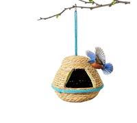 Hummingbird House - Hand Woven Hanging Nest, Natural Fiber Bird Sanctuary with Secure Suspension Loop, Breathable Weatherproof Nesting Pocket, Ideal for Garden Branches and Outdoor Patio Spaces