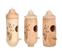 Hummingbird Houses, 3X Garden Wooden Hatching Cave Hummingbird, 4.92x2.95x1.97 inches Bird Hut Breeding for Garden, Yard, Balcony, Porch, Tree Trunk, Natural Design