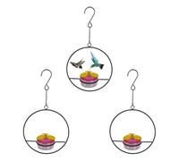 Hummingbird - Lot de 3 mangeoires à oiseaux suspendues pour l'extérieur - Avec protection contre les abeilles, les fosses à fourmis - Tire les colibris, les moineaux, les robins pour balcon de jardin