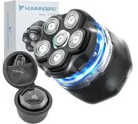 HUMMINGBIRD MK3 Rasoir électrique pour homme chauve - Rasoir électrique sans fil rechargeable par USB C, étanche, rasage humide/sec, tête de mort à 6 lames, écran LED, rasoir rotatif en forme de crâne