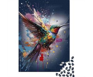 Hummingbird Splash Puzzle en Pièces Abstract Pop Art 1000 Pièces Papier Recyclé pour Femmes, Cadeaux pour Hommes Puzzle en Pièces Jeu Éducatif pour Se Détendre 38x26cm/1000pcs