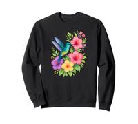 Hummingbird Tropical Flowers - Floral Bird Hibiscus Sweatshirt