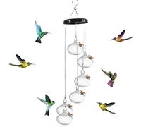 Hummingbird Water Feeder - Set of 6 Outdoor Drinking Wind Chime Feeders | Jays, Robins, Sparrows, Wild Bird Watching, Window Sills, Parks, Garden, Backyard, Patio, Balcony, Easy Hanging, Durable Bird