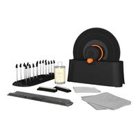 HumminGuru EZ Laveuse de Disques Vinyles Manuelle avec Essorage Facile et Pince à Étiquette Étanche, Kit de Nettoyage de Disques avec Brosses en Poils de Chèvre, Liquide sans Alcool,Étendoir & Chiffon