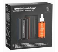 HumminGuru I-Brush Kit de nettoyage de disques vinyles antistatiques avec deux tampons en velours, brosse de nettoyage de disques vinyles + solution de nettoyage sans alcool + support de brosse LP