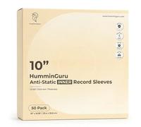 HumminGuru Pochettes Intérieures 10" pour Vinyles (Pack de 50) | Anti-Statique, sans Acide, PEHD 1.5 Mil, Fond Rond Haute Qualité d'Archivage