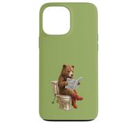 Hummus Lover Food Pun. Ours Assis sur Les Toilettes Lecture Coque pour iPhone 13 Pro Max