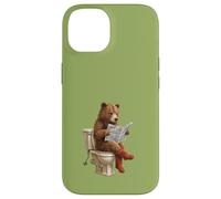 Hummus Lover Food Pun. Ours Assis sur Les Toilettes Lecture Coque pour iPhone 14