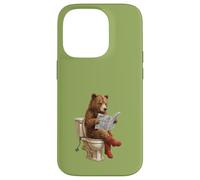 Hummus Lover Food Pun. Ours Assis sur Les Toilettes Lecture Coque pour iPhone 14 Pro