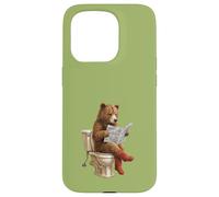 Hummus Lover Food Pun. Ours Assis sur Les Toilettes Lecture Coque pour iPhone 15 Pro