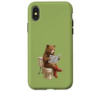 Hummus Lover Food Pun. Ours Assis sur Les Toilettes Lecture Coque pour iPhone X/XS
