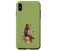 Hummus Lover Food Pun. Ours Assis sur Les Toilettes Lecture Coque pour iPhone XS Max