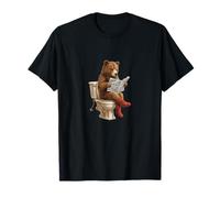 Hummus Lover Food Pun. Ours Assis sur Les Toilettes Lecture T-Shirt