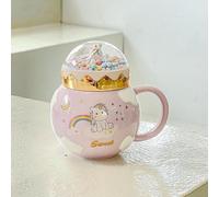 HUMOCHUSON Coffee Mug Mug En Céramique 450 Ml Avec Couvercle Motif Licorne Pour Femmes Et Enfants - Violet