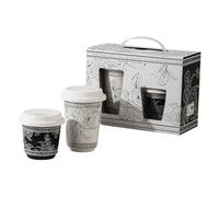 HUMOCHUSON Grande Tasse Coffret Cadeau : Deux Tasses En Céramique Camellia Avec Couvercles Pour Café, Lait Et Cappuccino