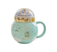 HUMOCHUSON Mug Cafe Tasse En Céramique 450 Ml Avec Couvercle Motif Licorne Pour Femmes Et Enfants - Vert