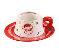 HUMOCHUSON Mugs Et Tasses À Café Ensemble Tasse Et Soucoupe À Café En Céramique De 300 Ml, Coffret Cadeau De Noël, Cadeau Pour Hommes Et Femmes - Père Noël