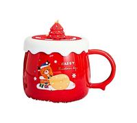 HUMOCHUSON Tasse À Café En Céramique Tasse De Noël En Céramique 430 Ml Avec Couvercle, Idéale Pour Le Petit-Déjeuner, Le Lait Et Le Café - Élan Rouge