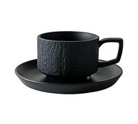 HUMOCHUSON Tasse Avec Poignée Ensemble Tasse À Café Et Soucoupe En Céramique À Motif De Roche De 220 Ml Pouvant Être Utilisé Pour Le Lait, Le Petit-Déjeuner, Le Thé De L'Après-Midi