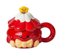 HUMOCHUSON Tasses À Café En Céramique Mug De Noël 380 Ml, Motif Sapin Avec Nœud Et Smiley, Couvercle Cuillère, Cadeau Pour Couple - Rouge