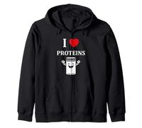 Humor Protein Bodybuilding Sport Amour i Love Proteins Sweat à Capuche