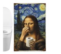 Humor Restroom Decor, Bathroom Metal Sign Board, Funny Nose Pinching Wall with Clean Finish, Rustic Iron Art Style Panel, Washroom Humor Display Piece, Office Gym Use