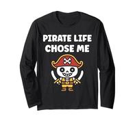 Humor skull pirates minimalist simple quote life pirate Manche Longue