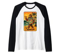 Humoristique Bigfoot Aloha Hawaiian Surf Tropical Beach Surfeur Manche Raglan