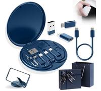 Humorous 9 in 1 Cable Case, 9 in 1 Cable Charger Case, Travel Cable Organizer Case Bag, Cable Case Organizer Small, USB Adapter Cable Conversion Storage Box (Regular Model,Blue)