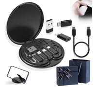 Humorous 9 in 1 Cable Case, 9 in 1 Cable Charger Case, Travel Cable Organizer Case Bag, Cable Case Organizer Small, USB Adapter Cable Conversion Storage Box (Regular Model,Black)