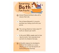 Humorous Bathroom Sign Funny Restroom Wall Art with Surprising Facts Print for Powder Room Bathroom Decor Home Art(Framed,12x18inch(30x45cm))