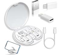 Humorous Étui de câble 9 en 1, adaptateur USB, boîte de rangement de conversion de câble de 60 W, charge rapide 9 en 1, kit de câble de charge pour voyage, travail, extérieur, affaires (blanc)