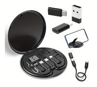 Humorous Étui de câble 9 en 1, adaptateur USB, boîte de rangement de conversion de câble de 60 W, charge rapide 9 en 1, kit de câble de charge pour voyage, travail, extérieur, affaires (noir)