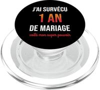Humour 1er Anniversaire de Mariage Couple 1 an de Mariage PopSockets PopGrip pour MagSafe