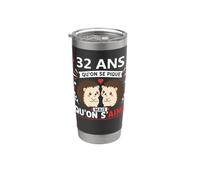 Humour 32 ans Mariage couple anniversaire amour 32 ans Gobelet isotherme en acier inoxydable double paroi