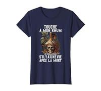 Humour Alcool Rhum Apéro? Touche à Mon Rhum T-Shirt, Femme, Bleu Marine, XS