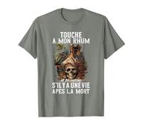 Humour Alcool Rhum Apéro? Touche à Mon Rhum T-Shirt, Homme, Vert Kaki chiné, XXL