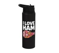 Humour alimentaire graphique I Love Ham Stainless Steel Insulated Water Bottle