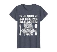 Humour Alsacien Régime & Apéro Alsace Cadeau Spécialité T-Shirt, Femme, Bleu Chiné, M