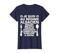 Humour Alsacien Régime & Apéro Alsace Cadeau Spécialité T-Shirt, Femme, Bleu Marine, M