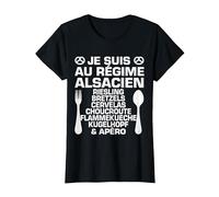 Humour Alsacien Régime & Apéro Alsace Cadeau Spécialité T-Shirt, Femme, Noir, XL