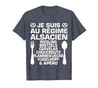 Humour Alsacien Régime & Apéro Alsace Cadeau Spécialité T-Shirt, Homme, Bleu Chiné, M