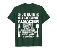 Humour Alsacien Régime & Apéro Alsace Cadeau Spécialité T-Shirt, Homme, Vert Forêt, M