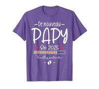 Humour Annonce Papy Grossesse Grand Père Encore Papi 2025 T-Shirt, Homme, Violet Chiné, XL