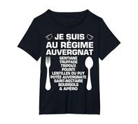 Humour Auvergne Régime & Apéro Auvergnat Cadeau Spécialité T-Shirt, Femme Grandes Tailles, Noir, 6X