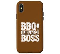 Humour BBQ Like a Boss Grilling Enthusiast Coque pour iPhone X/XS