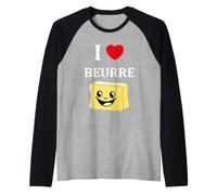 Humour Beurre Nourriture Amour i Love Beurre Manche Raglan